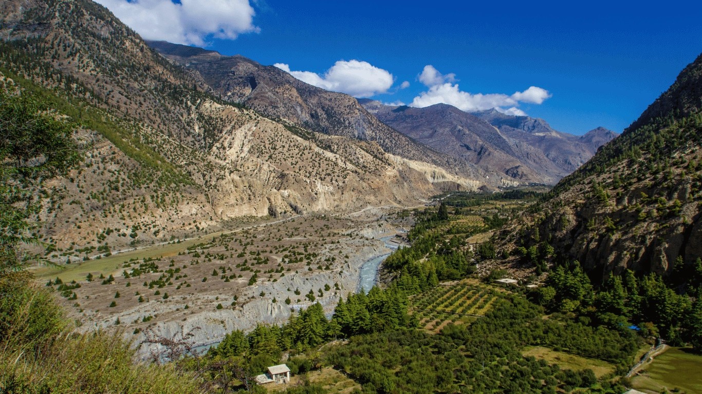 Kali Gandaki Gorge deepest gorge world Nepal between Dhaulagiri 8167m and Annapurna 8091m interesting fact