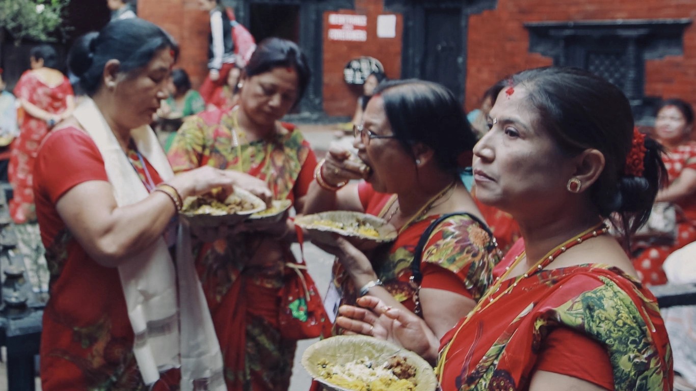 women celebrating teej festival Nepal