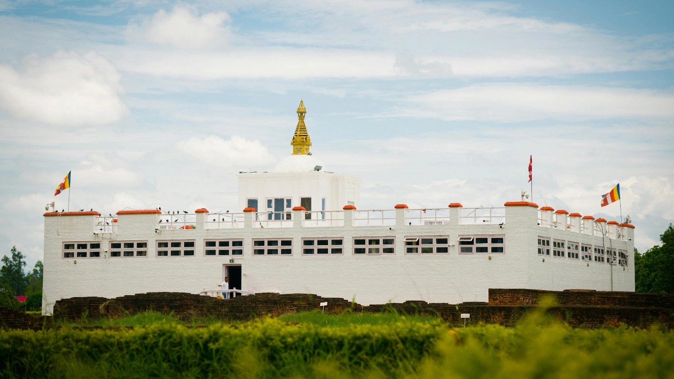 Lumbini UNESCO heritage site Nepal Maya Devi Temple Buddhist pilgrimage garden and peaceful monastery area