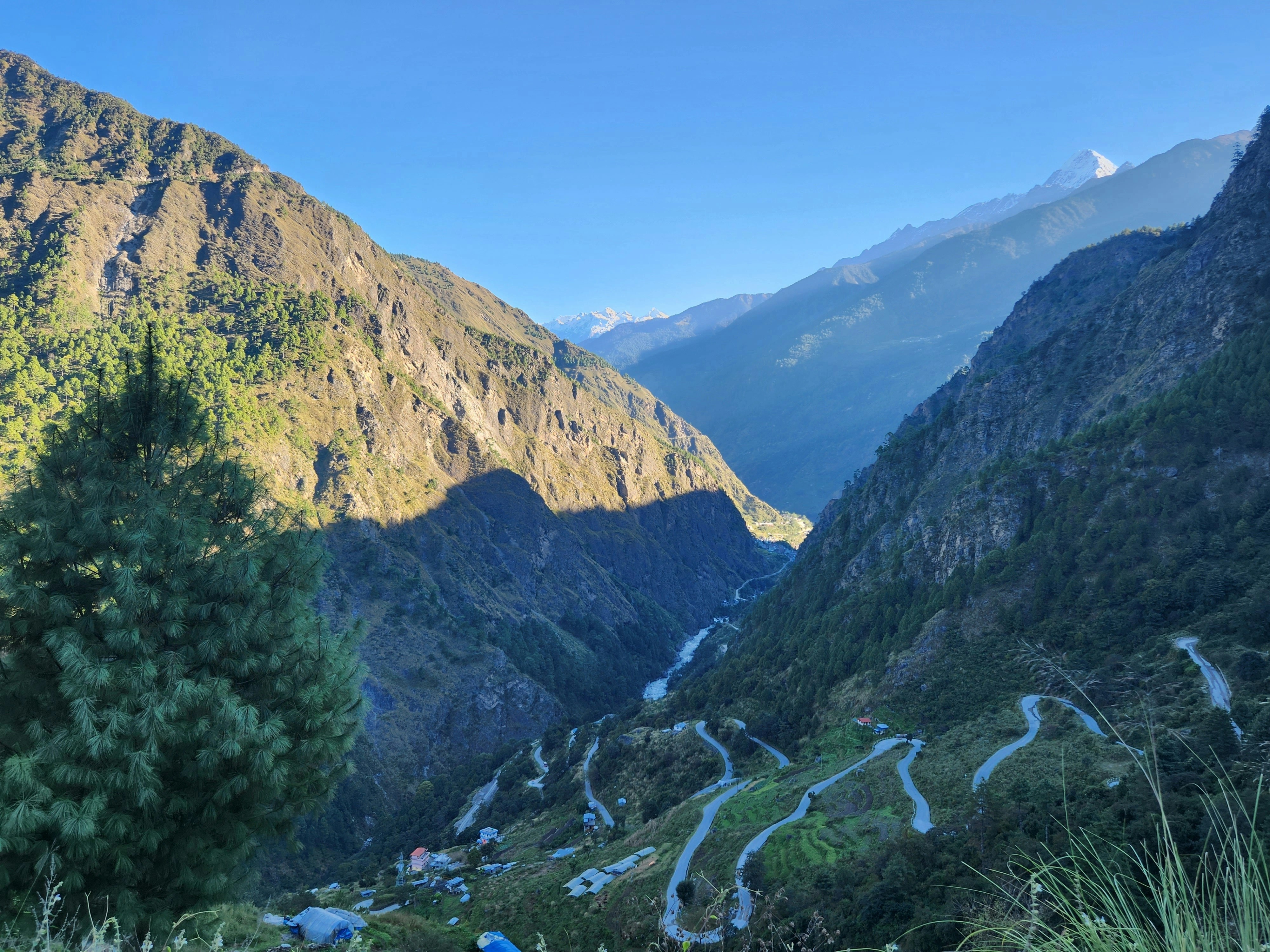 Good road from Kathmandu to Syabrubesi surrounded by greenery, beginning point of Langtang Valley Trek.