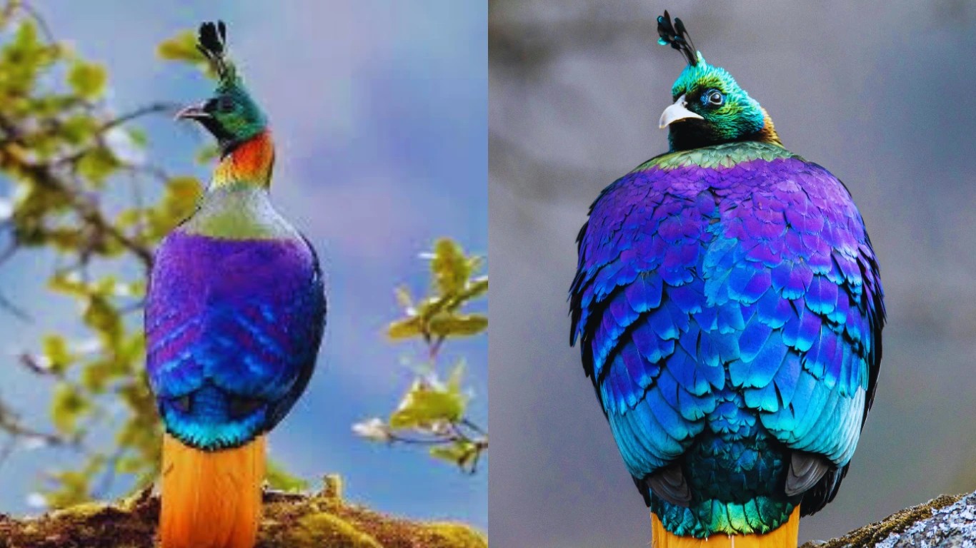 Danfe national bird of Nepal in Himalayan rhododendron forest