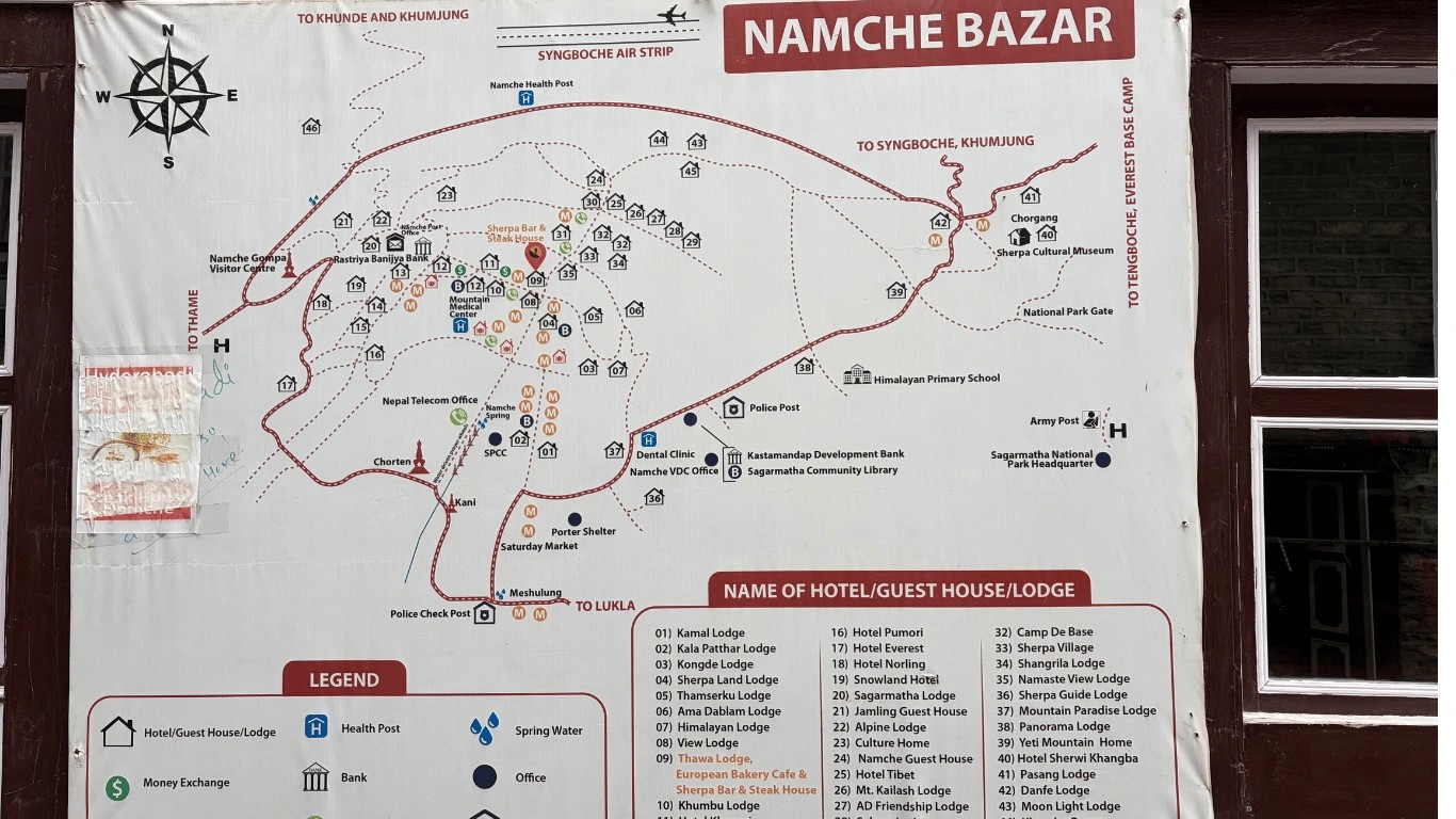 Map of Namche Bazaar, Nepal.