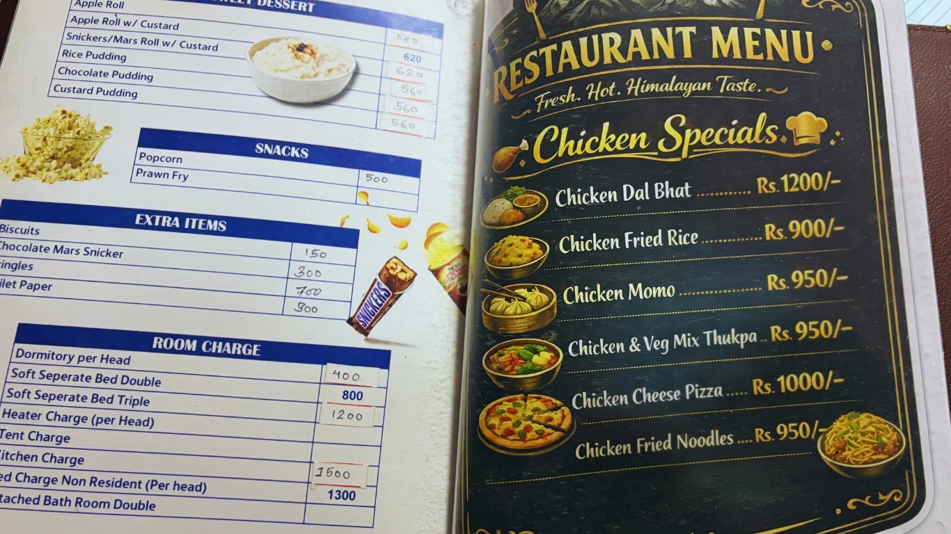 meat price at dovan during abc trek