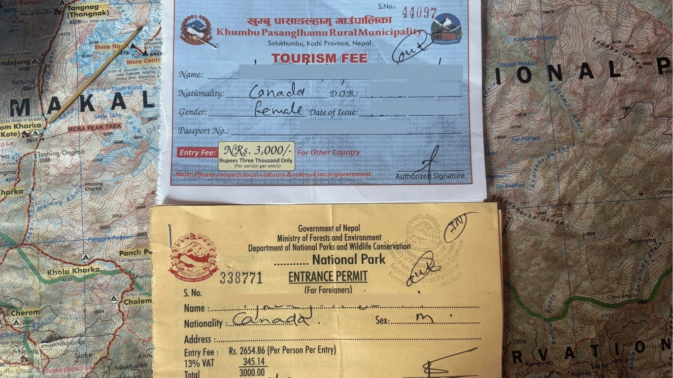 Sagarmatha National Park Entry Permit and Khumbu Pasang Lhamu Rural Municipality Permit.