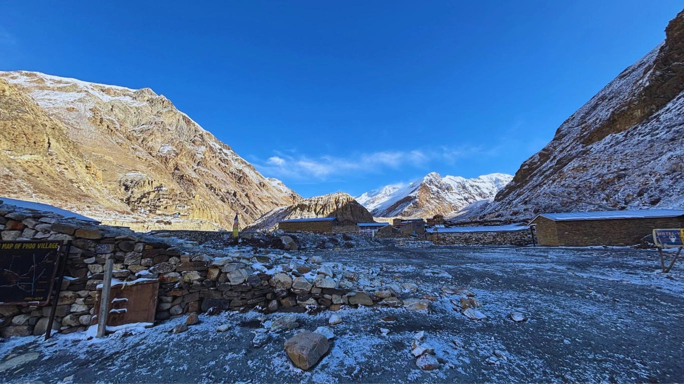 Phu village at 4,010 m altitude on Nar Phu Valley Trek
