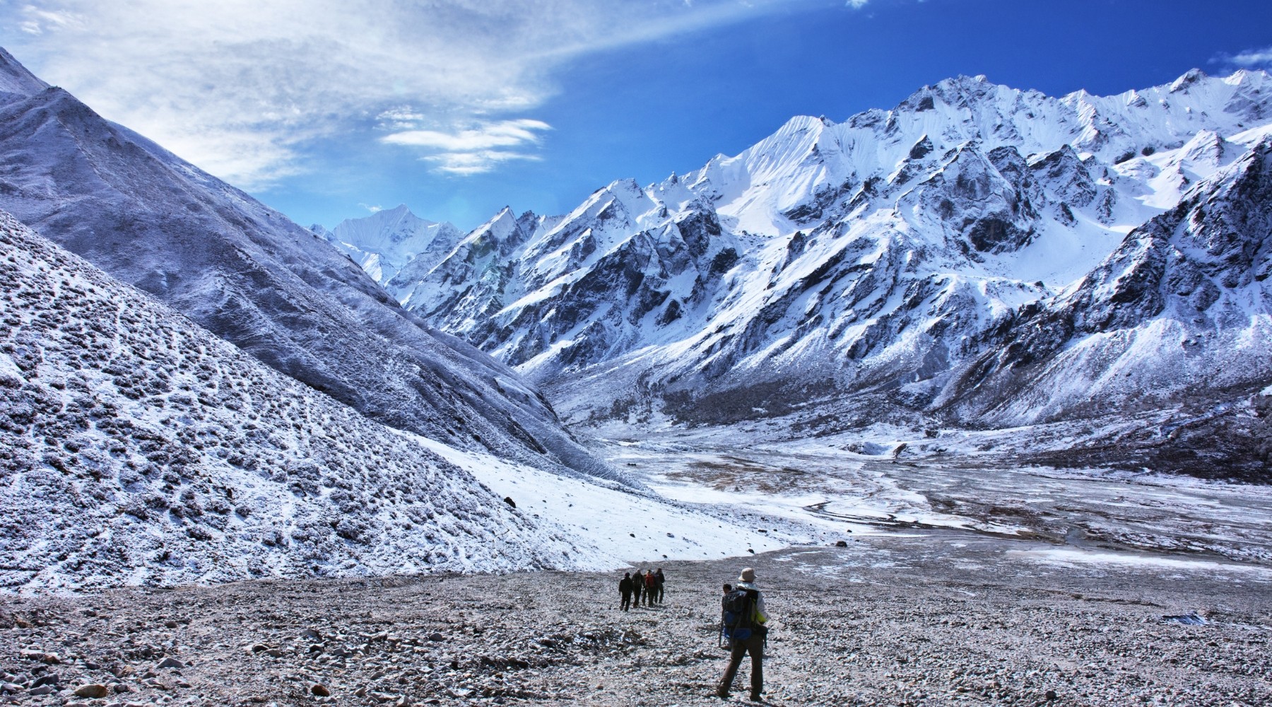 Group trekking in Langtang Valley, Nepal, scheduled trek package.