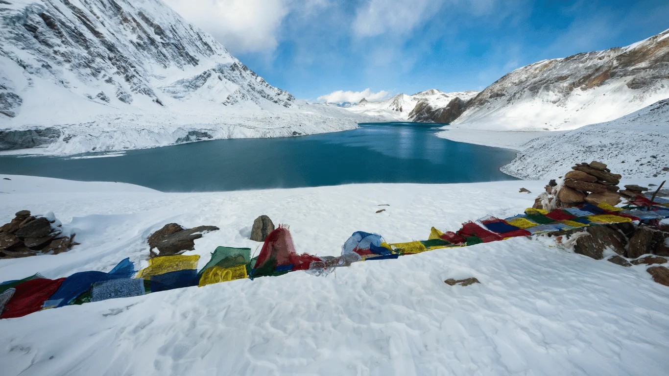 Tilicho Lake at 4,919 meters requires a longer trek, while Ice Lake near Manang is a steep high-altitude day hike on Nepal’s Annapurna Circuit.