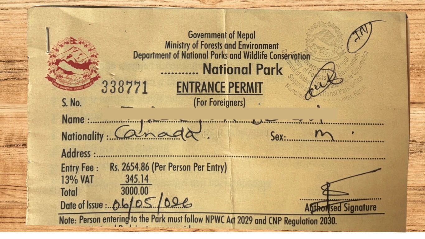 Sagarmatha National Park Entry Permit