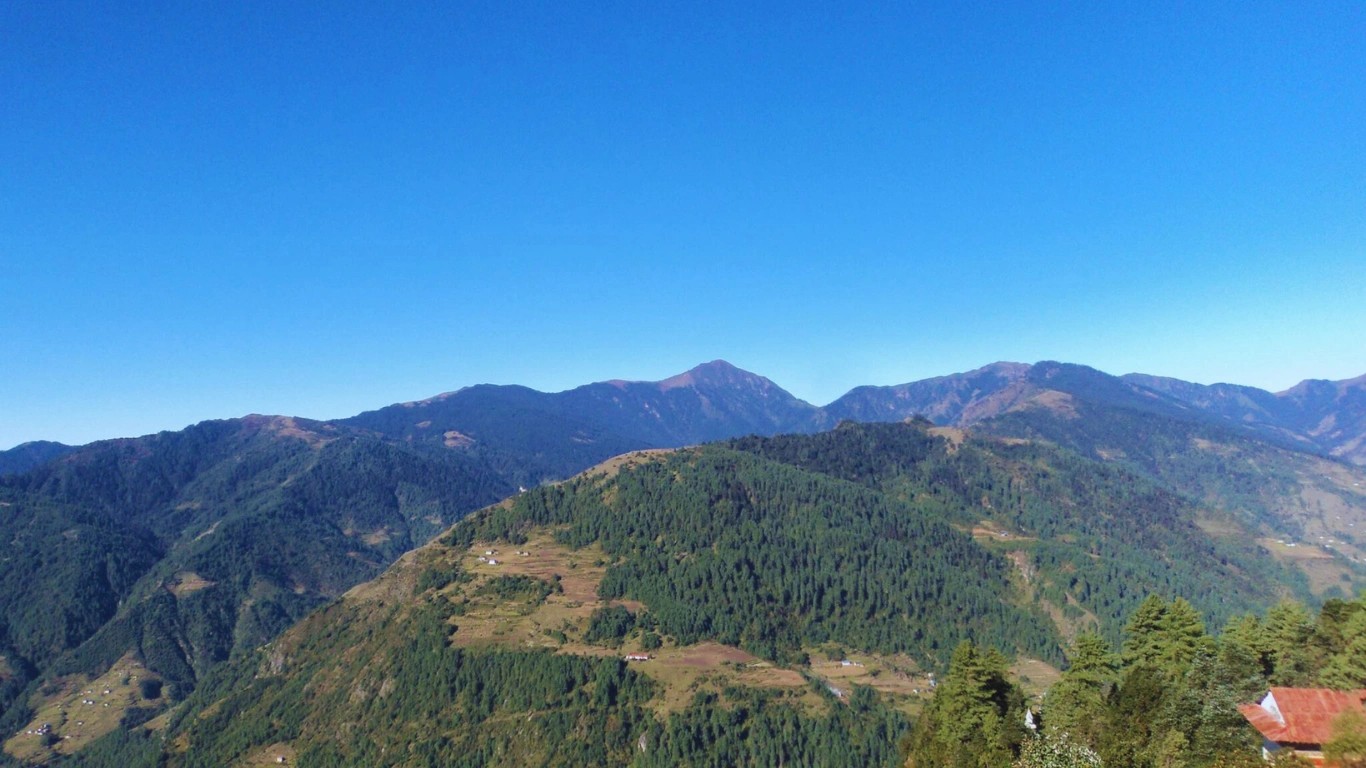 Lush green forest in Pikey Peak region Nepal