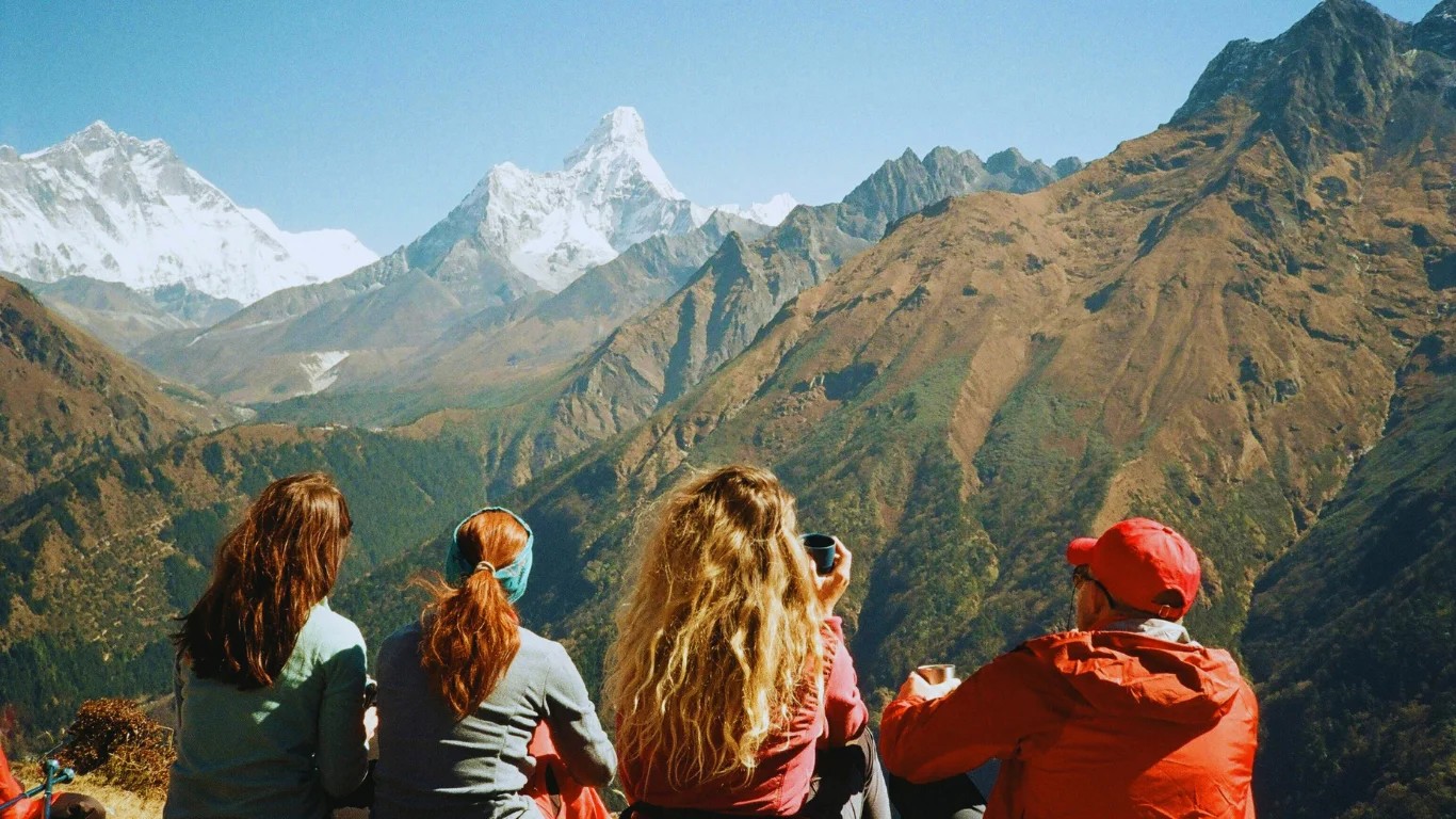  Mount Everest towering behind Tengboche Monastery in the Khumbu valley on the scenic Everest View Trek