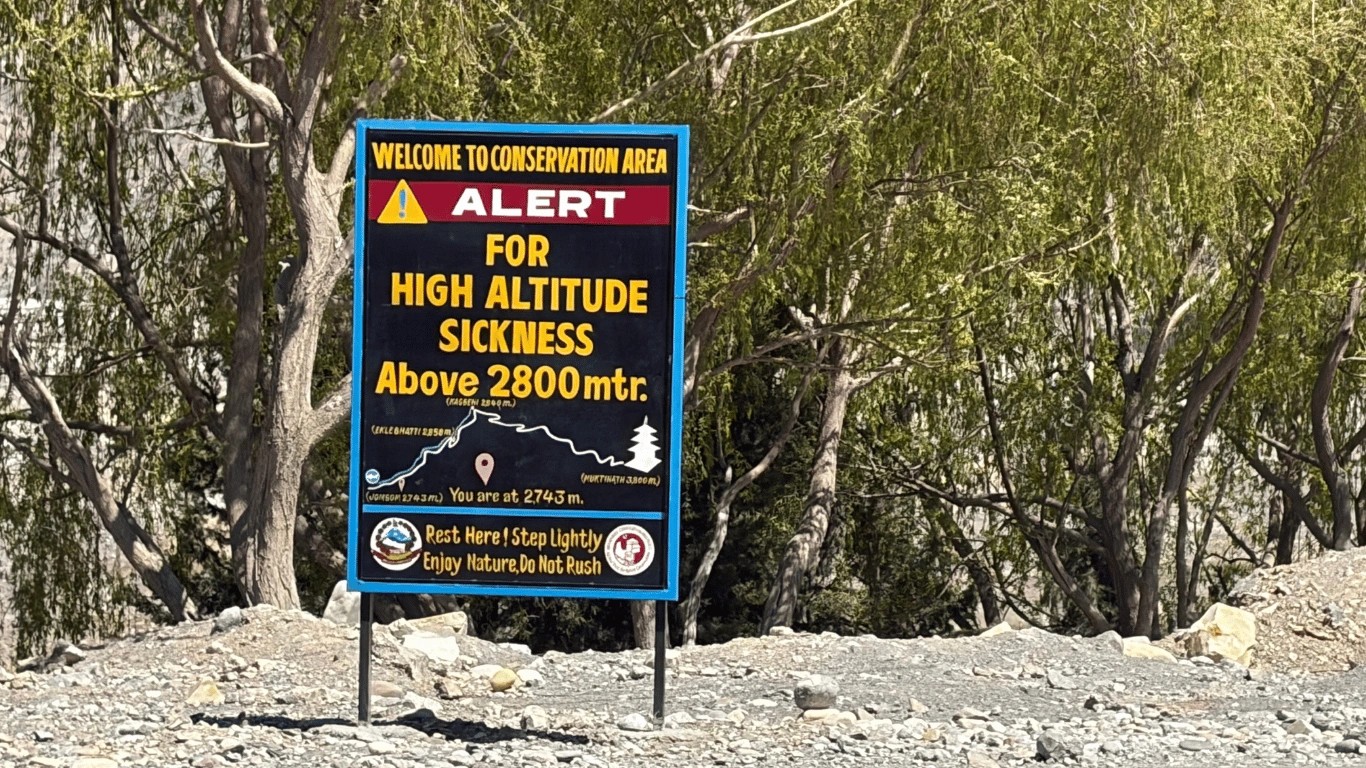 Warning signs of altitude sickness above 2,800 m during a high-altitude trek