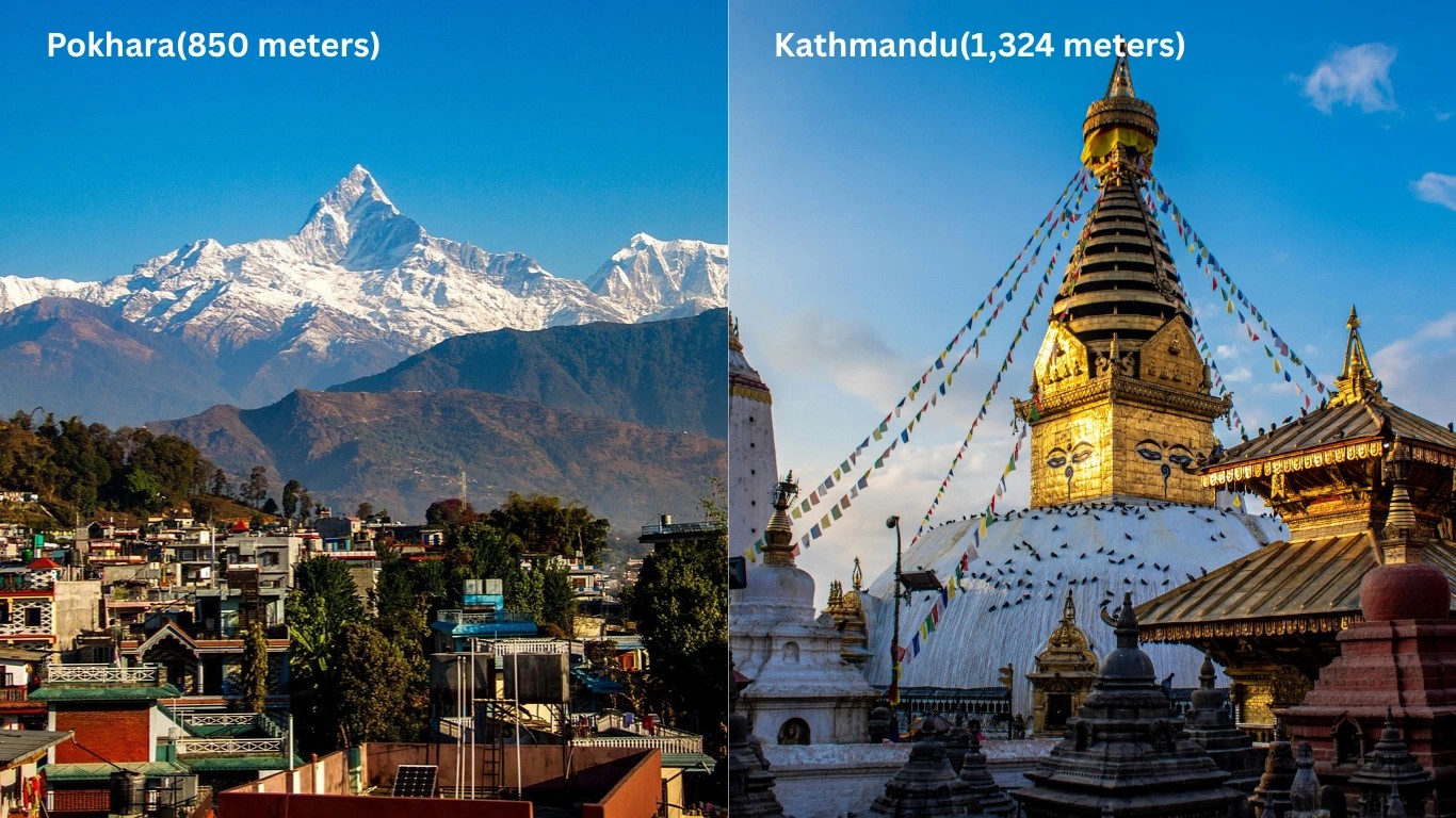 Pokhara and kathmandu height