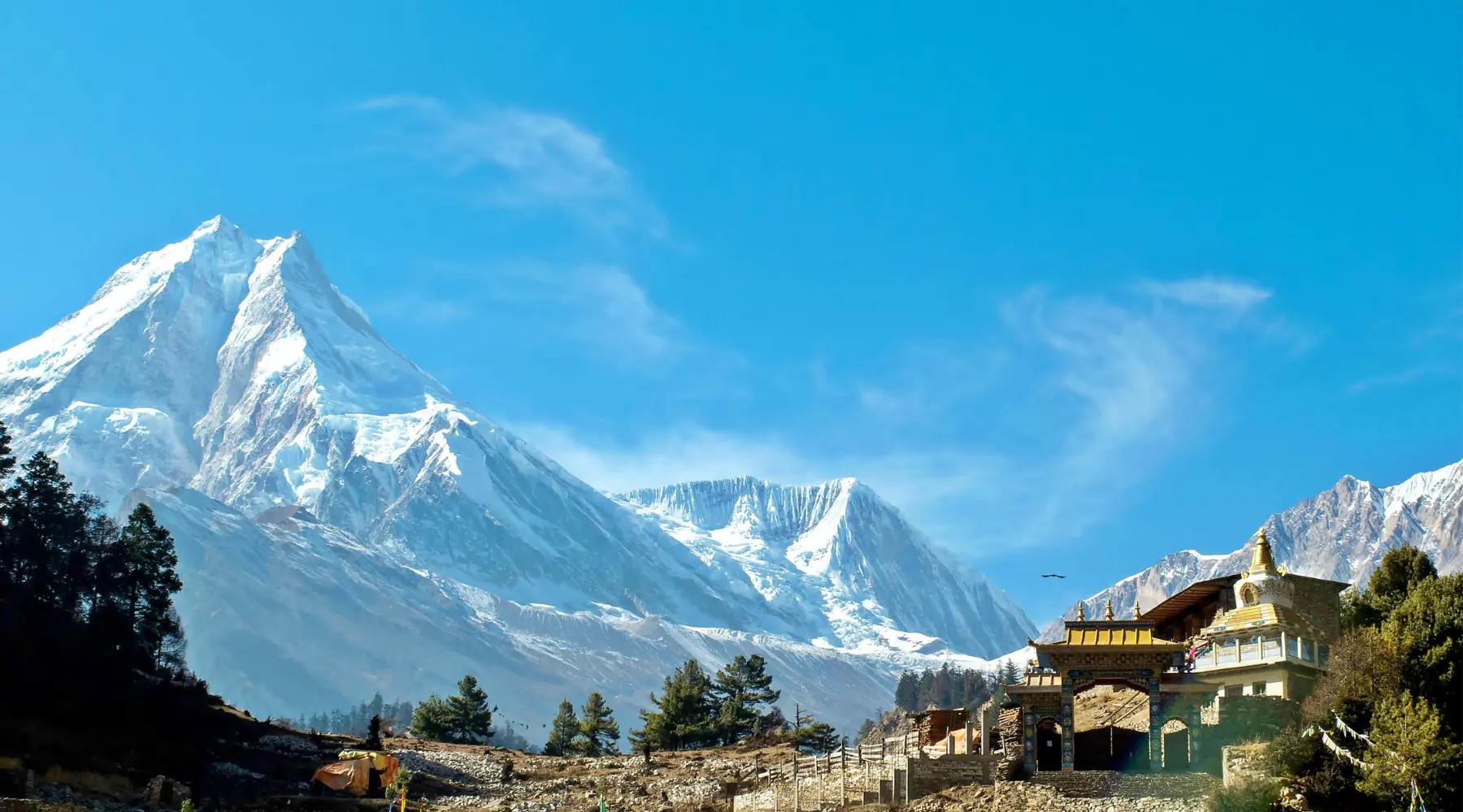 Snowy Larkya La Pass 5,106m on Manaslu Circuit trek, one of the best Nepal treks from Kathmandu for adventure seekers.