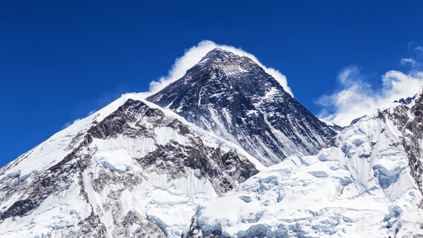 Mount Everest 8848 meters world highest peak Nepal Tibet border sagarmatha chomolungma interesting facts