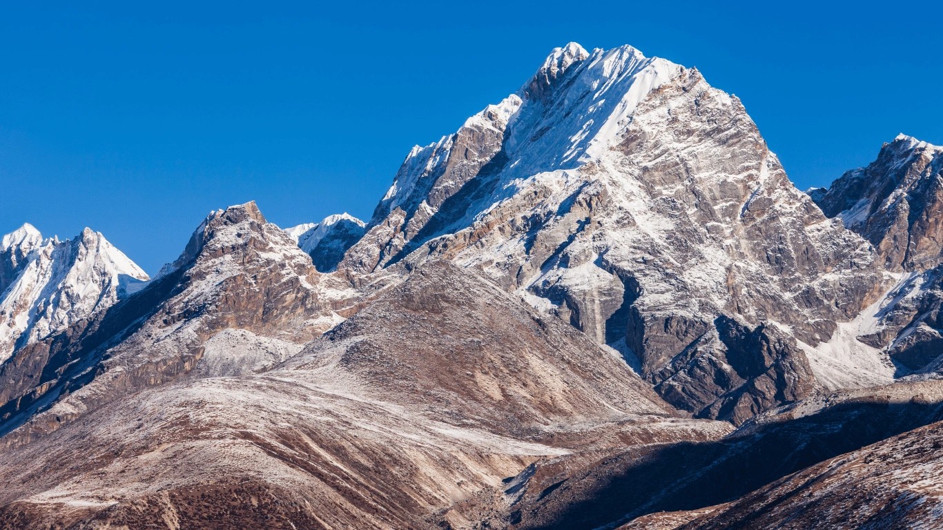 Lobuche East peak 6119m climbers Khumbu region Nepal near Everest Base Camp NMA trekking peak combo trek