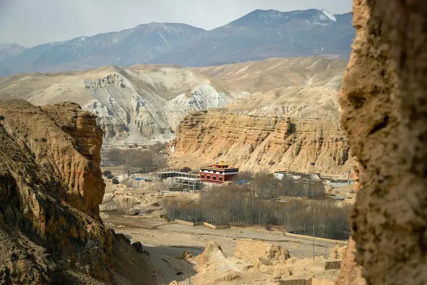 Buddhist monastery interior during Mustang trekking in Nepal cultural experience