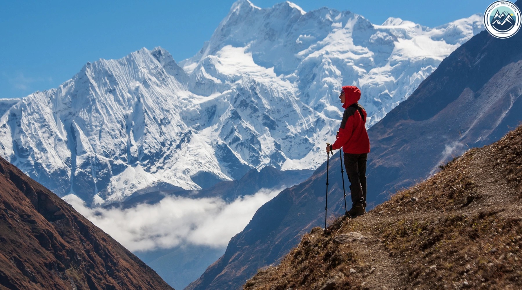 : Trekkers journeying through the Manaslu Circuit Trek with panoramic Himalayan views.