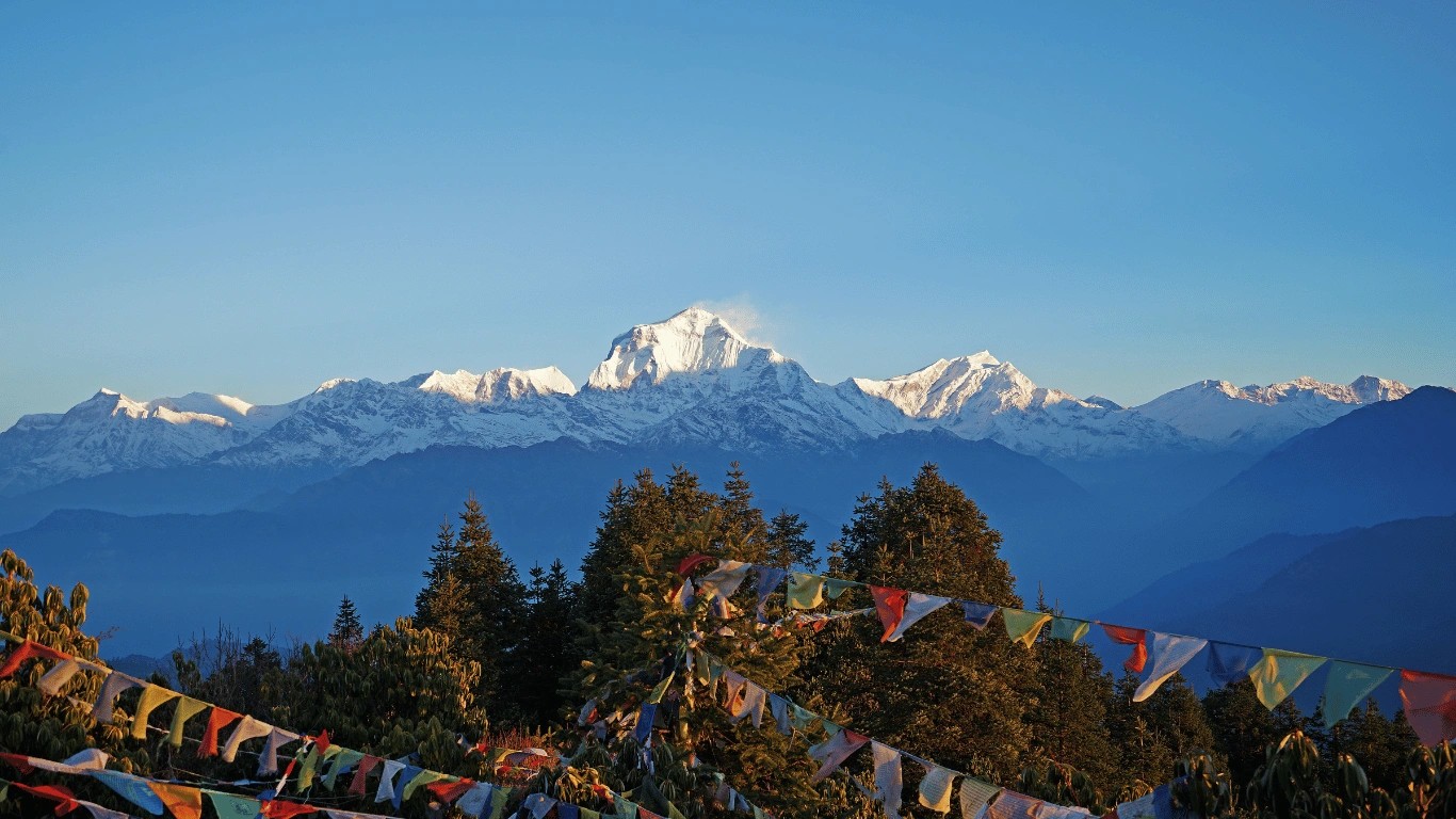 Panoramic view of Dhaulagiri from the Poon Hill Trek in Nepal
