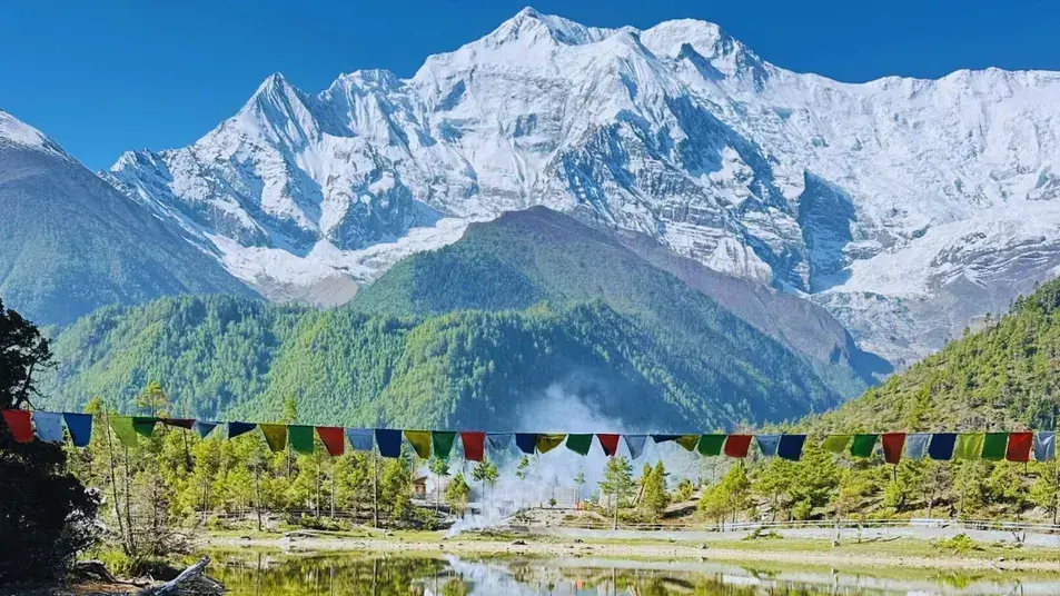 Green Lake, high-altitude trekking lake in Annapurna region, Nepal lake trek.