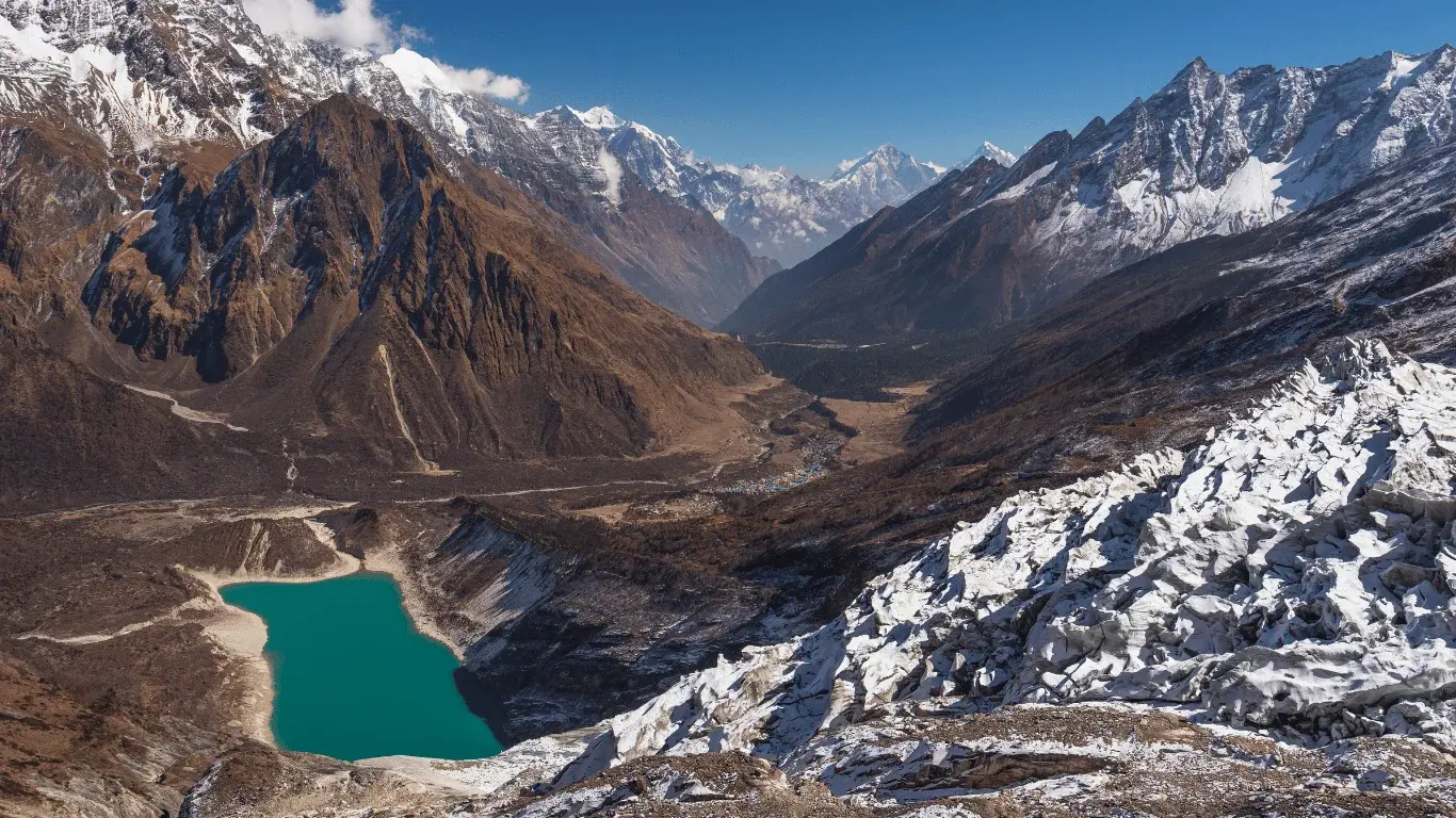 Himalayan mountain views along the Manaslu Circuit Trek in Nepal